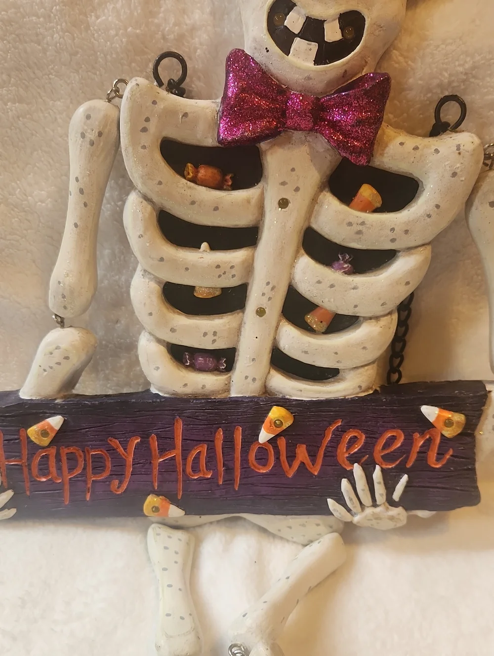 Halloween Unique, Ceramic Glow in The Dark, Skeleton Lightup Hanging Wall Decore